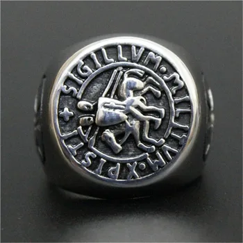 Anello da soldato con cavallo da equitazione Anello classico da uomo in acciaio inossidabile 316L con design accattivante natalizio
