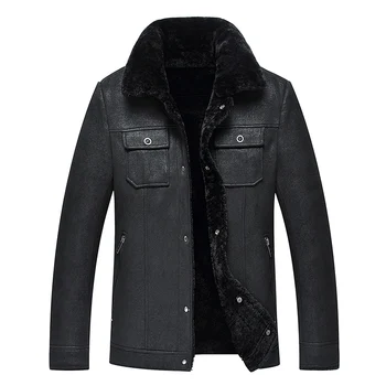 

2020 New Men Leather Jacket Faux Leather Fur Jacket Men Biker Jacket Winter Leather Coat Black Fur Liner Autumn Leather Jackets