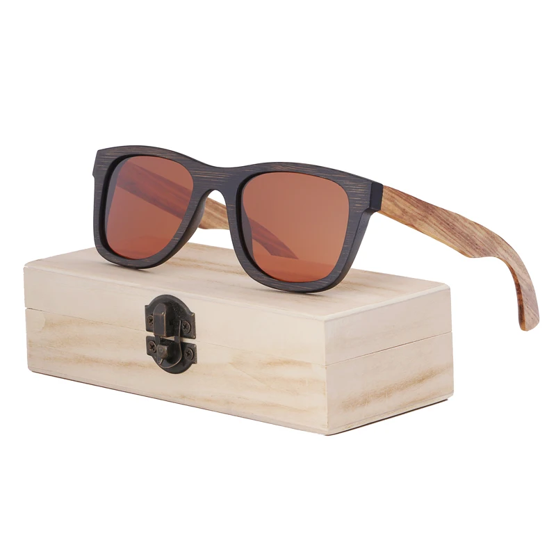 BerWer настоящие поляризационные бамбуковые солнцезащитные очки мужские и женские ручной работы винтажные Зебра деревянные мужские солнцезащитные очки для вождения Gafas с коробкой - Цвет линз: brown lens with case