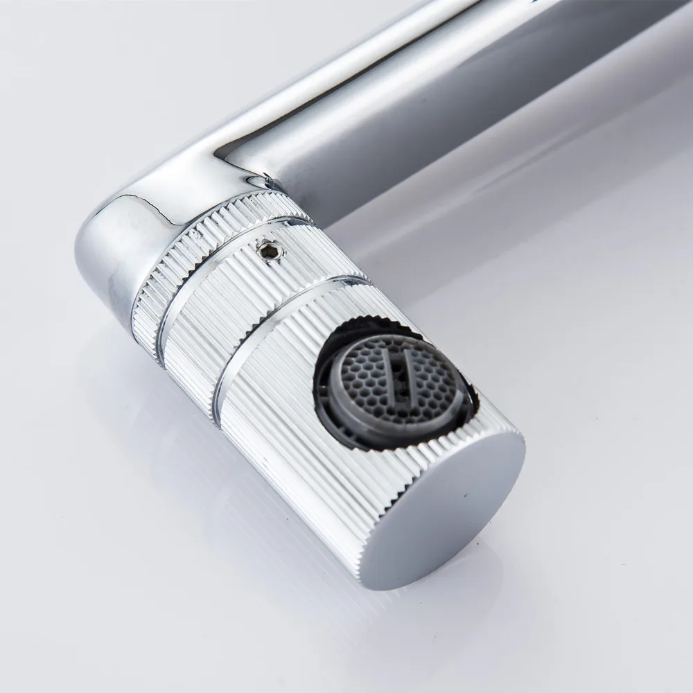 Deck Mounted Modern Chrome Finish Bathroom Hot And Cold Sink Basin Faucet Any Direction Rotating Hot And Cold Sink Water Tap 6