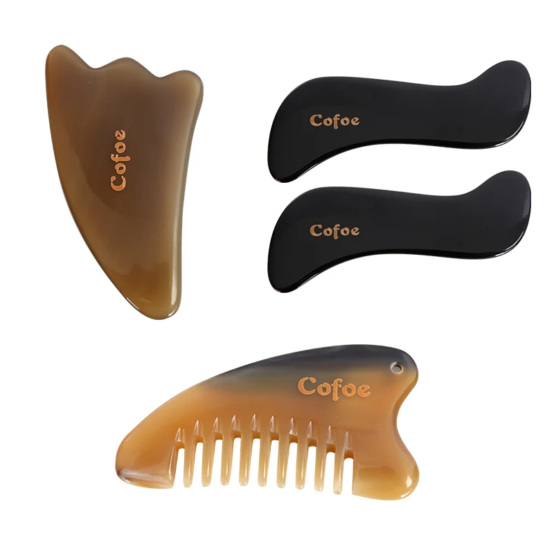 Cofoe 6 PCS Skin Facial Head Body Care Treatment Slimming Massage GUASHA Board Comb Scraping Scraper Massager Tool Set GIFT