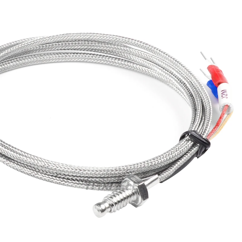 

M6 Screw Probe K Type J Type Thermocouple 1m 2m 3m Industrial Temperature Sensor Cable Wire 0-400 Degree for PID Controller