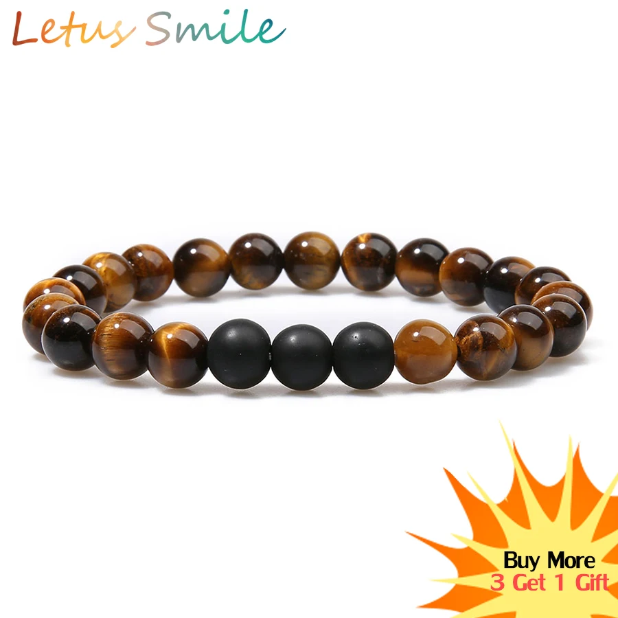 

Fashion Tiger Eye Stone Strand Bracelets for Women 8mm Nature Frosted Crystal Beaded Bracelet Lovers' Jewelry Braslet Pulseras