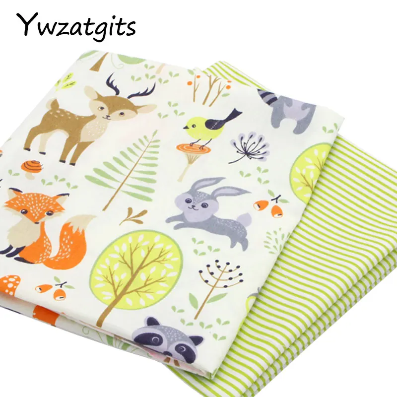 

ywzatgits 1piece/lot Cartoon Stripes Cotton Fabric Patchwork Cloth DIY Sewing Quilting Fat Quarters Material YI0305