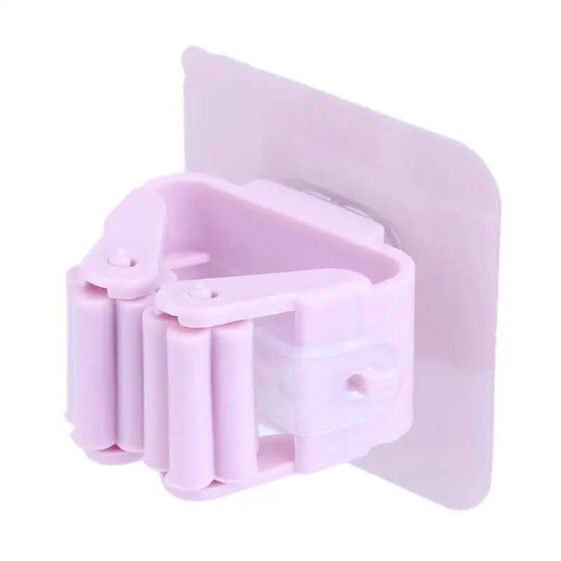 Настенный держатель для хранения швабры, всасывающая щетка для швабры, метла, вешалка для хранения, шкаф-органайзер для кухни, Грип, стойка для домашнего хранения - Цвет: Розовый