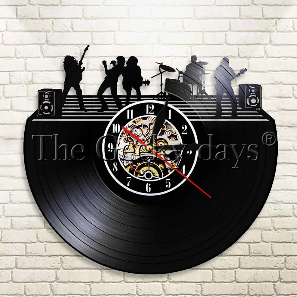 1Piece Rock Band Vinyl Record Wall Clock Rock and Roll Wall Clock Modern Design Creative Wall
