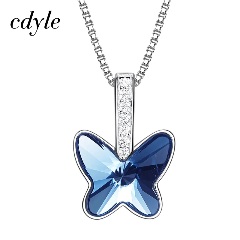 

Cdyle Crystals from Swarovski Necklace Women Pendants S925 Sterling Silver Fashion Jewelry Romantic Austrian Rhinestone