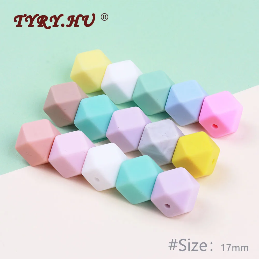 Hexagon Silicone Teething Beads DIY Baby Safe Teeth Care Jewelry Making 17mm