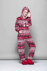 2017 взрослых кастрировать Onesie для сна розового цвета зима теплая с капюшоном пижамный комплект Onesie для Для женщин и Обувь для девочек