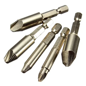 

5pcs Screw Extractor Remover Drill Set 1/4 Hex Shank Case Easy Taking Out TN88