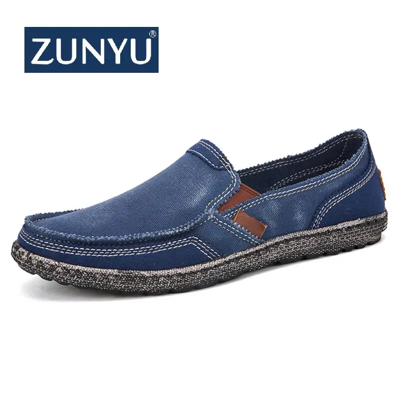 

ZUNYU 2019 Summer Canvas Sneakers Men Shoes Loafers Moccasins lightweight Slip-On Comfortable Light Male Shoes Casual Driving