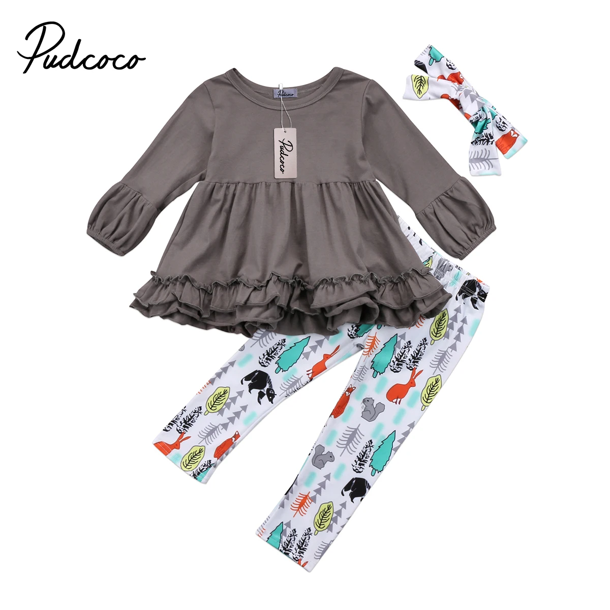 Printed pants Outfits 100/% Cotton Kids Baby Girls lovely Cartoon hooded coat