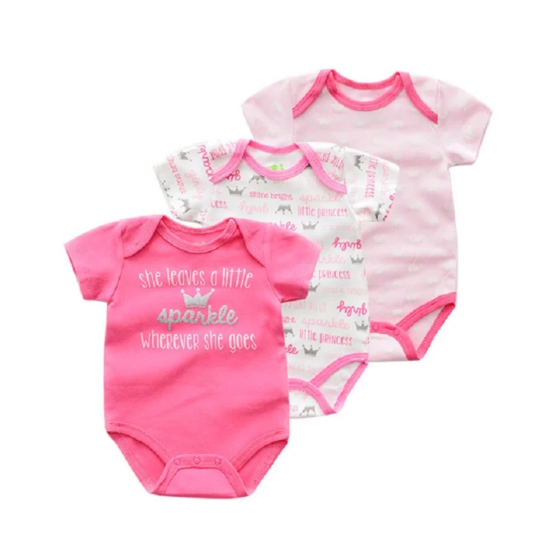 

Newest 2019 3PCS/LOT Baby Rompers Baby Girls Clothes Short Sleeve O-Neck 0-12M Novel Newborn Baby Boys Clothes Roupas de bebe
