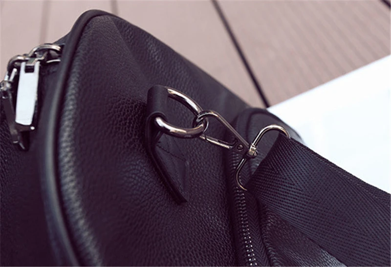 Мужская черная кожаная дорожная сумка, большая спортивная сумка с круглым носком, Женская Мужская спортивная сумка через плечо, сумки для обуви, сумки с карманами XA96WC
