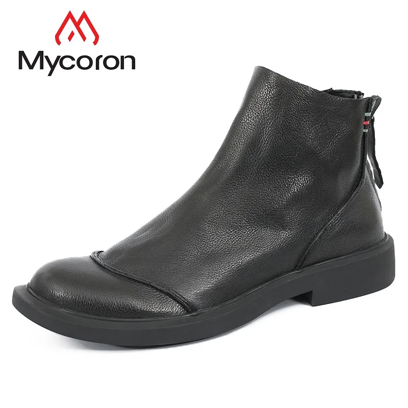 

MYCORON Men Comfort Chelsea Boots Black Luxury Fashion Male Slip-On Waterproof Ankle Boots Men Shoes Winterschuhe Herren