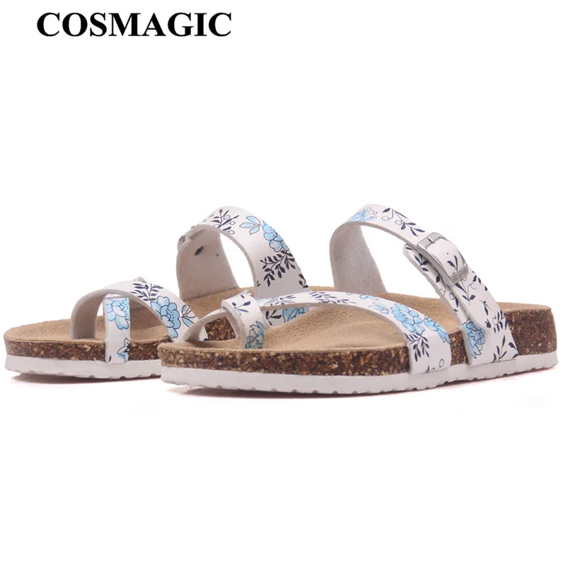 

COSMAGIC 2018 New Summer Beach Cork Slipper Flip Flops Shoes Women Mixed Color Casual Slides Shoes Flat with Plus Size