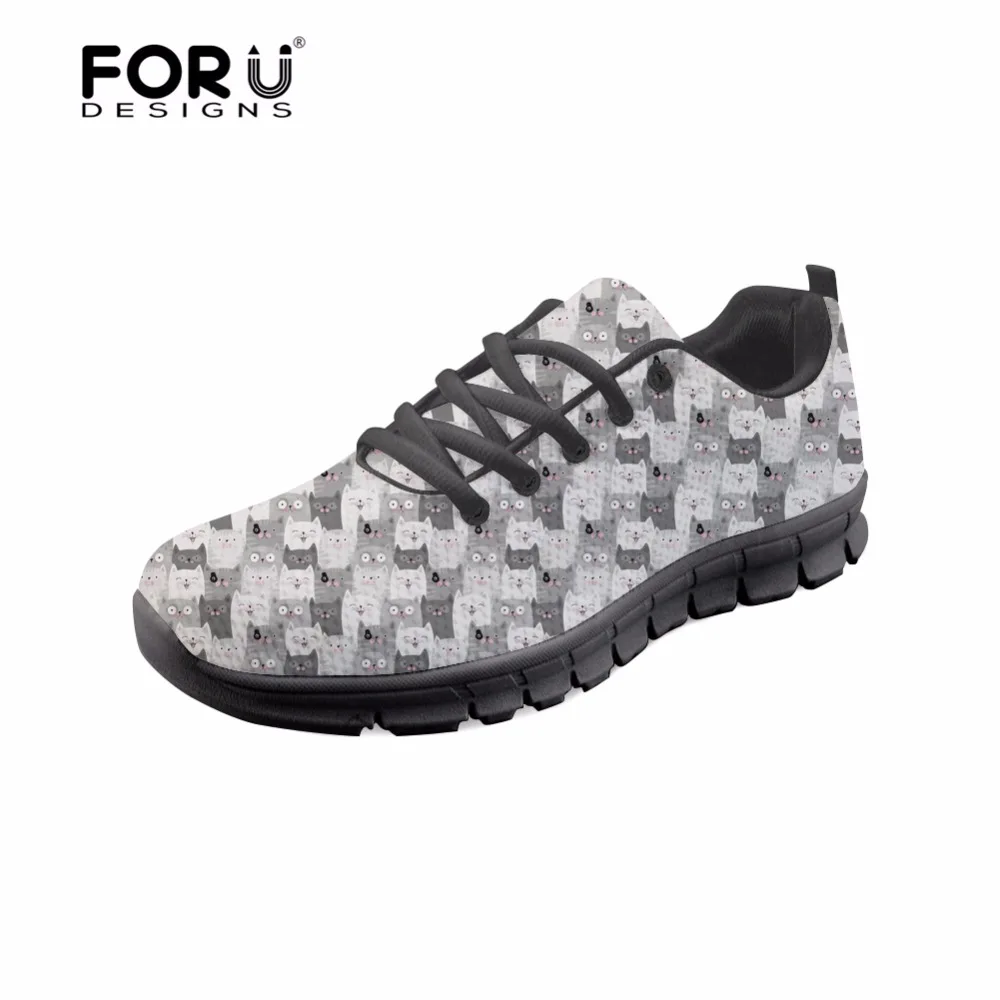

FORUDESIGNS Cute Animal Cat Prints Shoes Woman Casual Women's Sneakers Flats Summer Comfort Mesh Shoes for Ladies Zapatos Mujer