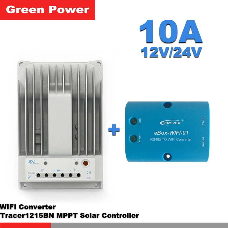

Tracer1215BN 10A 12V/24V MPPT Solar Charge Controller with eBox WIFI module connect solar panel charge battery for solar system