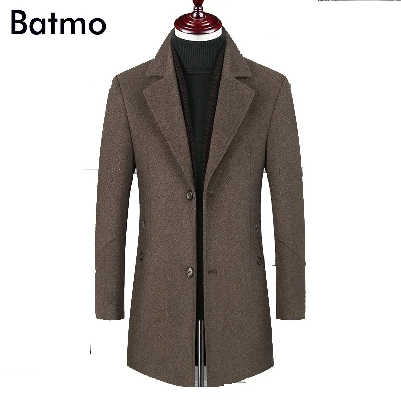 

BATMO 2019 new arrival winter high quality wool thicked trench coat men,men's camel wool jackets ,plus-size M-6XL,1828