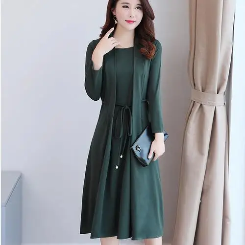 Clobee 2018 Autumn Korean Style Women Dress Two Piece Long Elegant Plus ...