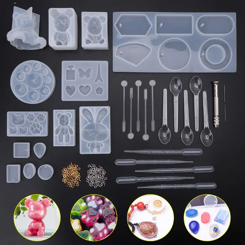 

1 Set Silicone Mold DIY Resin Molding Material Kit Bear Bunny Cat Claw Model Epoxy Molds Necklace Pendant Jewelry Making Tool