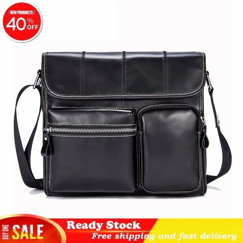 

New Famous Brand Genuine Leather quality Men Bags Casual Business Travel Messenger Vintage Men's Crossbody bolsas male briefcase