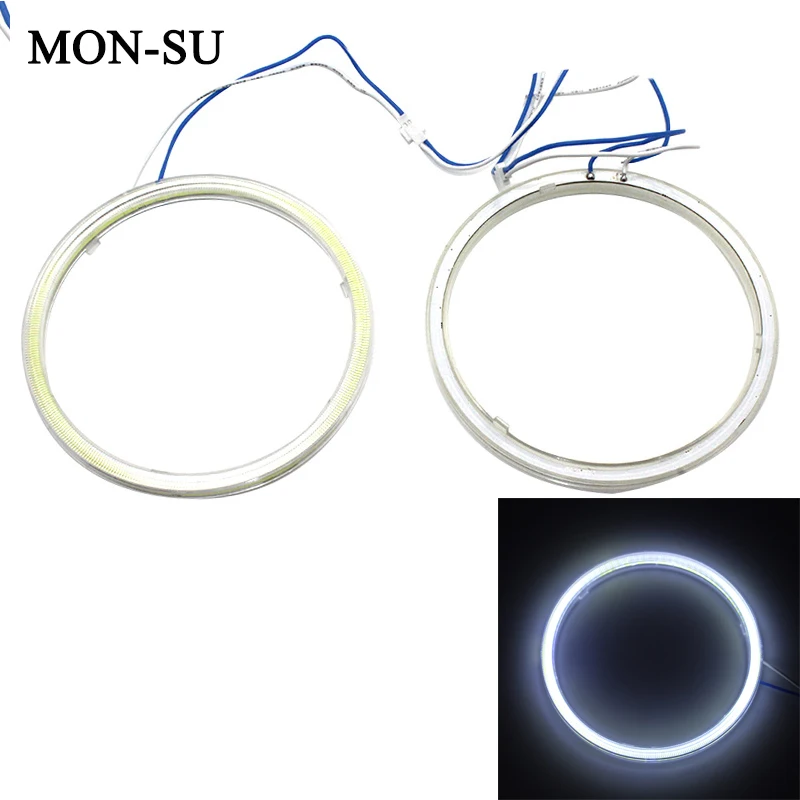 

MON-SU 2pcs Car LED Daytime Angel Eyes 120mm 93 SMD COB DRL Halo Ring White Fog Light Auto Day Light 12V 6000K