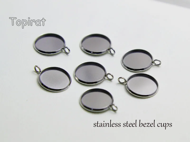 100 Pcs Round Double Sided Pendant Tray Blank Base Cabochon Setting 10//12 mm