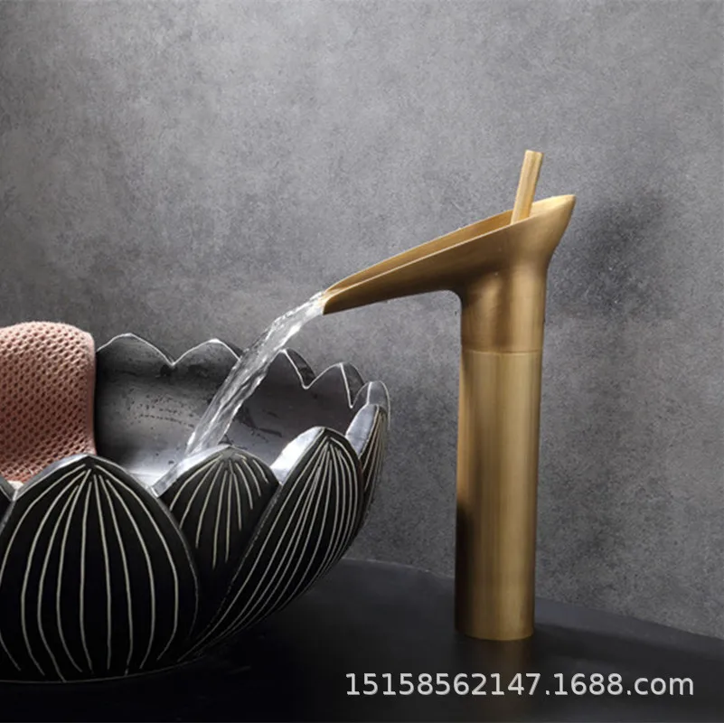 European antique copper table above basin faucet + 60cm tube , brass hot and cold mixer faucet short/ tall European antique copper table above basin faucet + 60cm tube , brass hot and cold mixer faucet short/ tall