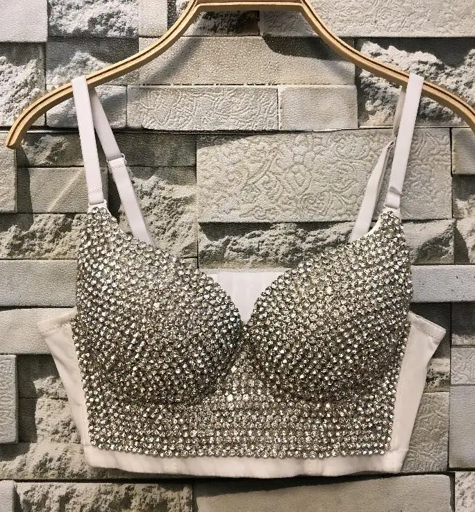 Hand-made жемчуг Bralet корсетные короткие Для женщин бюстье бюстгальтер укороченный Топ Свадебные Bralette жилет плюс Размеры цена D02 - Цвет: WHITE