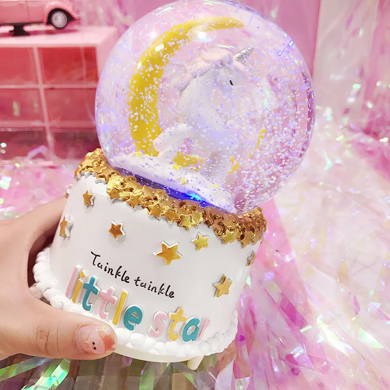 12,5 cm unicornio cristal nieve globos caja de música vidrio hogar cafetería decoración Navidad cumpleaños boda San Valentín regalo 12,5 cm unicornio cristal nieve globos caja de música vidrio hogar cafetería decoración Navidad cumpleaños boda San Valentín regalo