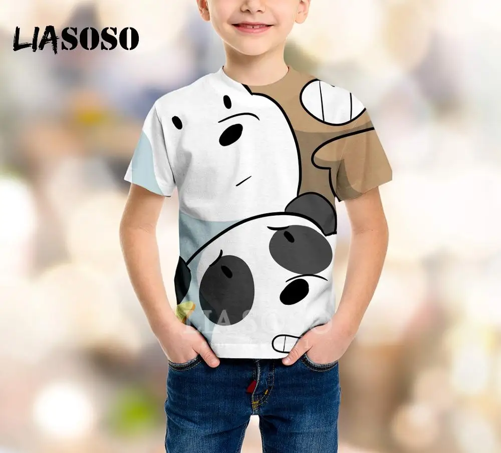 LIASOSO/Новая детская одежда футболка с 3D принтом аниме «Мы Голые Медведи» Детский свитер детский топ с короткими рукавами для мальчиков и девочек, пуловер, B035 - Цвет: 3