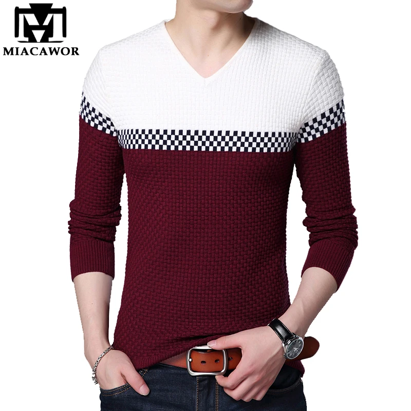 MIACAWOR New Autumn Winter Warm Wool Sweaters Men Casual