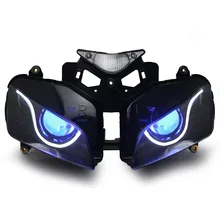 KT Headlight for Honda CBR1000RR 2004 2007 LED Optical Fiber Blue Demon Eye Motorcycle HID Projector