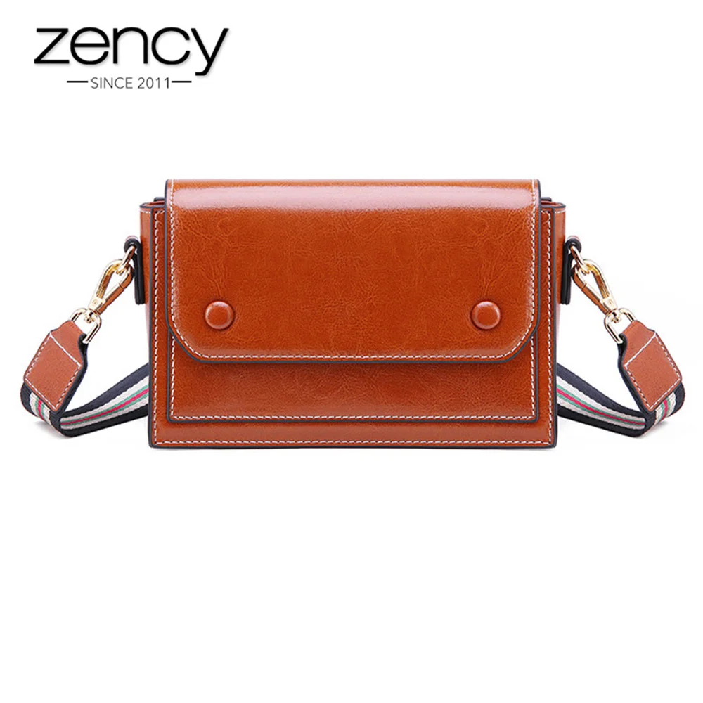 

Zency Vintage Women Messenger Bag 100% Genuine Leather Luxury Brown Shoulder Bags Small Crossbody Purse High Quality Handbag