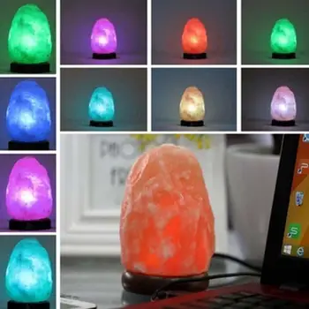 

Natural Himalayan Crystal Rock Salt Lamp Air Purification Night Light with USB Cable (Warm Light)