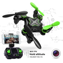 HELIWAY Mini RC Drone with Camera Hold Altitude 6-Axis 2.4GHz Gyro Quadcopter Wifi FPV Foldable Remote Control Helicopter Toys