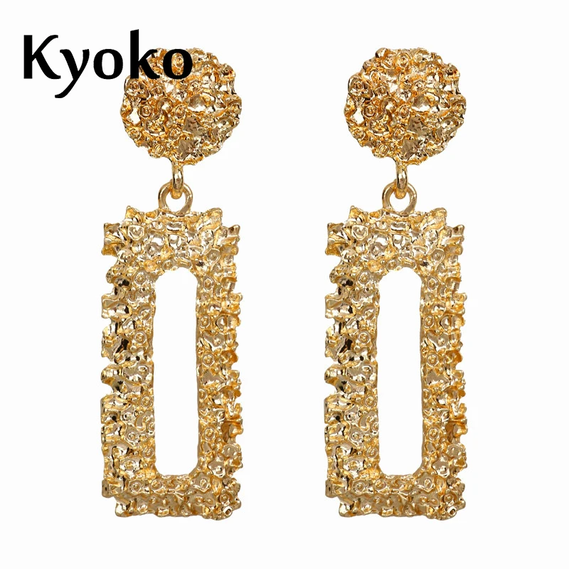 

Kyoko Designs Color Gold Silver Earrings Geometric Earrings Fashion Earrings Metal Vintage Earring for Women 2019 Trendy Jewelry