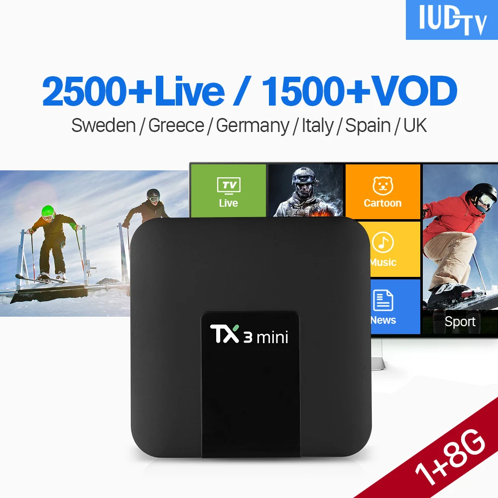 

Sweden IPTV Box TX3 MINI Smart TV Box Android 7.1 Amlogic S905W IUDTV Subscription Code IPTV Europe Spain Italy Germany IPTV Box