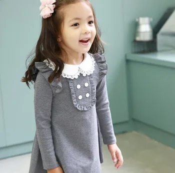 

2020spring and autumn new cotton girls clothes doll collar long sleeve casual dress children clothes party