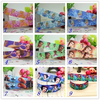 

7/8'' Free shipping princess printed grosgrain ribbon hairbow headwear party decoration diy wholesale OEM 22mm D238