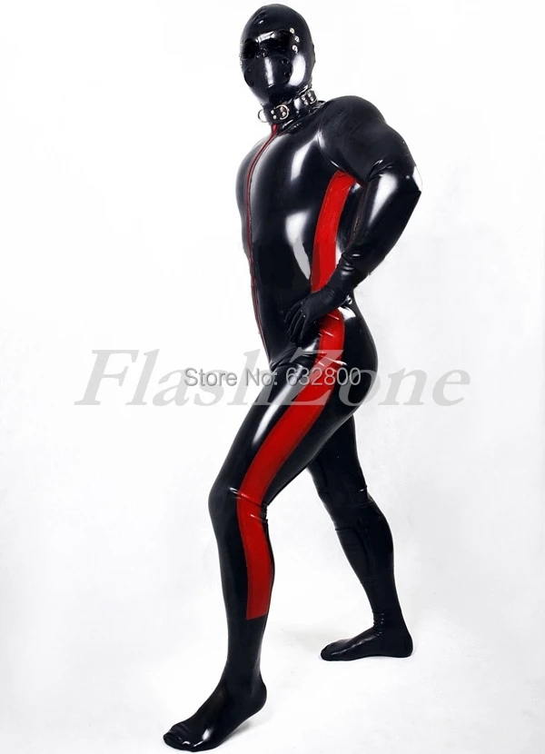 

Men full anzug latex catsuit tights (Mask removable)