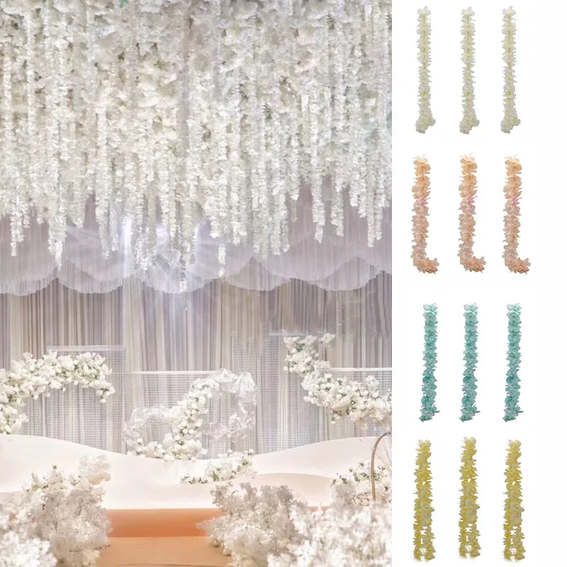 1m/pc Artificial Hydrangea Orchid Wisteria Flowers String For DIY Wedding Arch Rattan Chair Wedding Hawaiian Party Decorations 1m/pc Artificial Hydrangea Orchid Wisteria Flowers String For DIY Wedding Arch Rattan Chair Wedding Hawaiian Party Decorations
