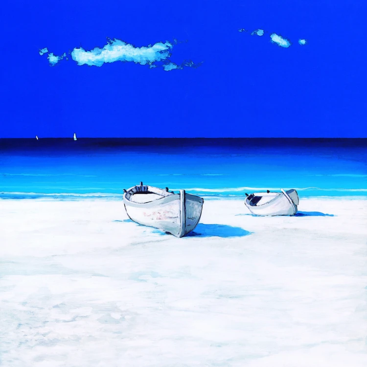 

Handpainted Blue Sky Seaside View Oil Painting Abstract Wall Art on Canvas Modern Abstract Art Wall Sticker Pictures Home Decor