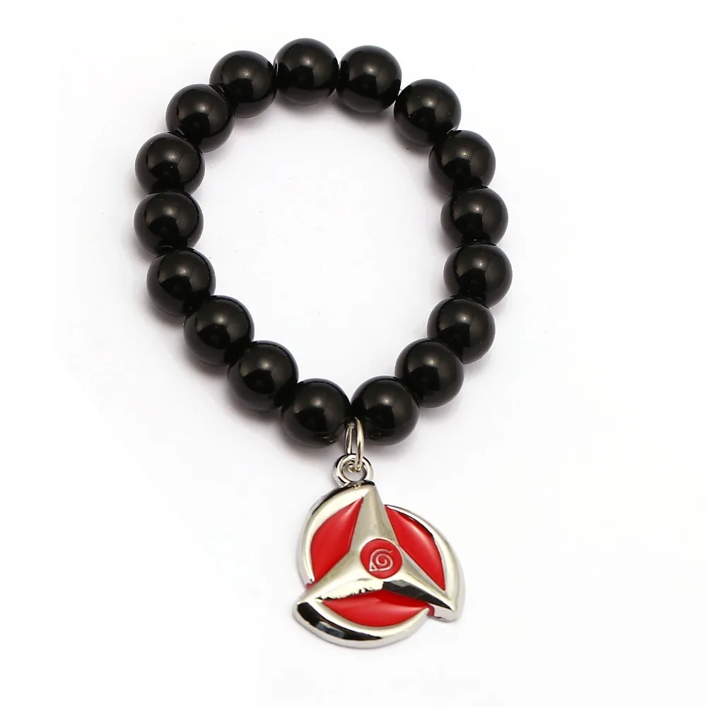 Anime Naruto Bracelets Kakashi Sharingan Charm Handmade Natural Black