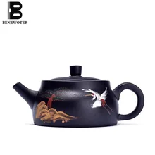 260cc Исин фиолетовый чайник глины известный ручная роспись Линь кран узор сырой руды 9-луночное Zisha горшок Винтаж Утварь пуэр чайник подарок