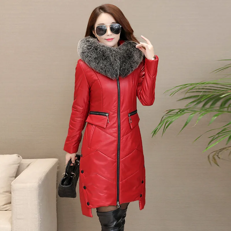 Mince Peau red De Nouvelle Véritable Fc23 Cuir Vers Le Survêtement Manteau Canard armygreen Taille Fourrure Grande Blanc Moyen 2 Bas 1 Veste Renard Duvet Femelle Femmes Mouton Long black Black 2 AAvqxnPZ