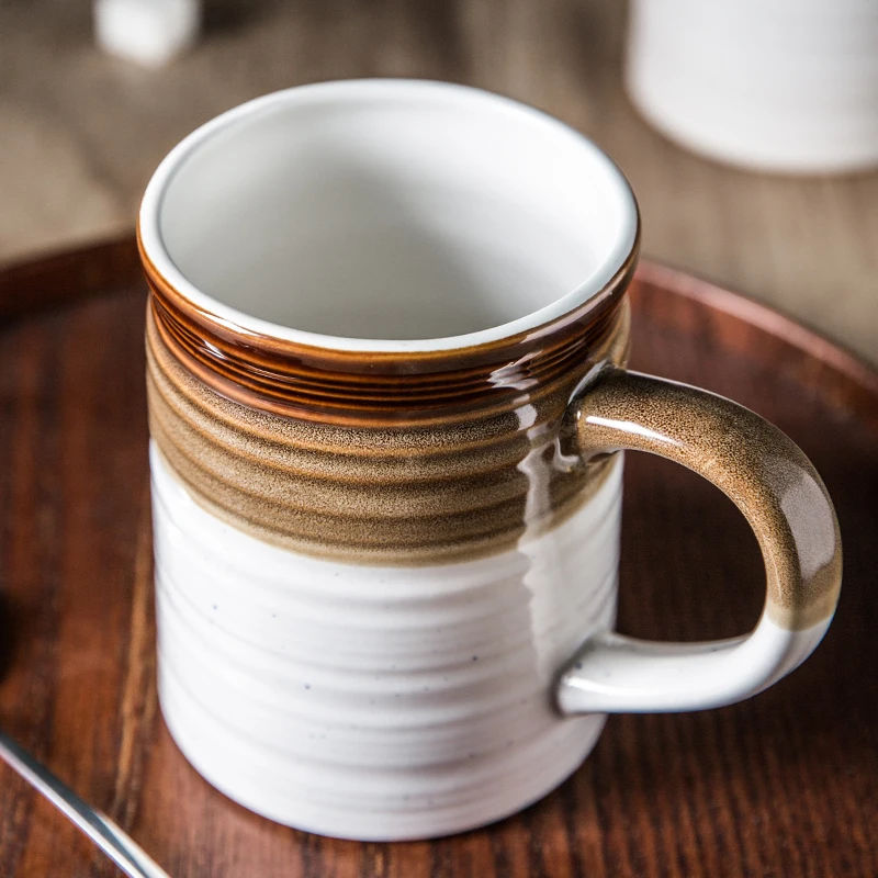 

Northern European Wind Coffee Cup Creative Mug Covered Tablespoon Ceramic Office Cup Art Water Home Gift