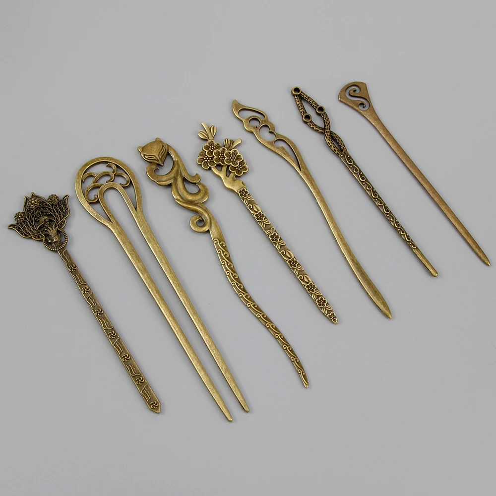 

New 5 Styles Bronze Vintage Hair Sticks Headbands For Women Elegance Lady Hairpins Fashion Alloy Hair Clip Hair Accessories