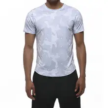 Мужская камуфляжная футболка с короткими рукавами для фитнеса для пеших прогулок и пеших прогулок Спортивная футболка быстросохнущая черно-белая